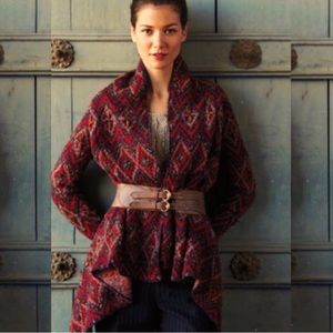 Anthropologie Walking on Snow Echoing Wrap Asymmetrical Cardigan. Size M